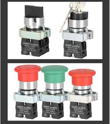 Κουμπί ώθησης Chint NP2 βιομηχανικό ηλεκτρικό φωτισμένο έλεγχοι επίπεδο επικεφαλής 24v 230v 1NO1NC