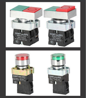 Κουμπί ώθησης Chint NP2 βιομηχανικό ηλεκτρικό φωτισμένο έλεγχοι επίπεδο επικεφαλής 24v 230v 1NO1NC
